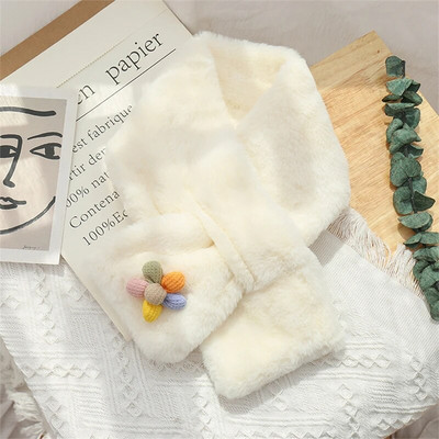 Γυναικεία χειμερινή χαριτωμένη μόδα ψεύτικη γούνα κουνελιού Γυναικεία κασκόλ Μαλακά βελούδινα κασκόλ Μονόχρωμα γιακάς λαιμού Πιο ζεστά πράγματα Χριστουγεννιάτικο δώρο
