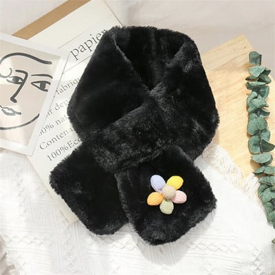 Γυναικεία χειμερινή χαριτωμένη μόδα ψεύτικη γούνα κουνελιού Γυναικεία κασκόλ Μαλακά βελούδινα κασκόλ Μονόχρωμα γιακάς λαιμού Πιο ζεστά πράγματα Χριστουγεννιάτικο δώρο