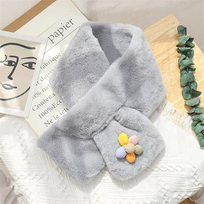 Γυναικεία χειμερινή χαριτωμένη μόδα ψεύτικη γούνα κουνελιού Γυναικεία κασκόλ Μαλακά βελούδινα κασκόλ Μονόχρωμα γιακάς λαιμού Πιο ζεστά πράγματα Χριστουγεννιάτικο δώρο