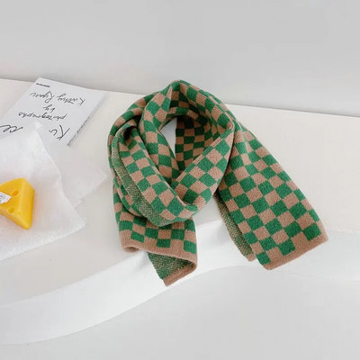 Noua Toamnă Iarnă Unisex Copii Eșarfe în carouri tricotate Moale în stil coreean șal cald pentru copii Batic de gât