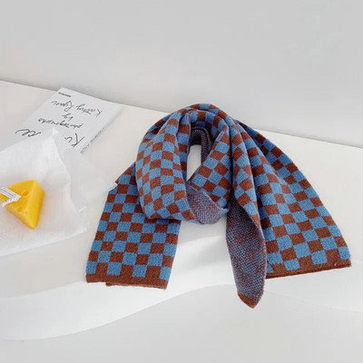 Noua Toamnă Iarnă Unisex Copii Eșarfe în carouri tricotate Moale în stil coreean șal cald pentru copii Batic de gât