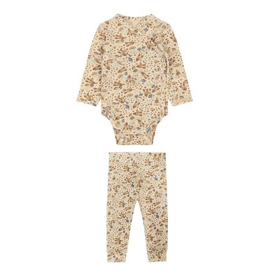 0-24M Νεογέννητο Παιδικό Βρεφικό Αγόρια Κοριτσίστικα Σετ Ρούχα Εκτύπωση Μακρυμάνικο Ολόσωμο Μπλουζάκι και Παντελόνι Κοστούμι χαριτωμένο βαμβακερό 2τμχ Σετ ρούχων