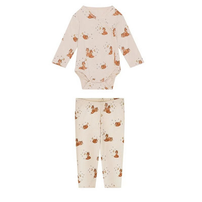 0-24M Νεογέννητο Παιδικό Βρεφικό Αγόρια Κοριτσίστικα Σετ Ρούχα Εκτύπωση Μακρυμάνικο Ολόσωμο Μπλουζάκι και Παντελόνι Κοστούμι χαριτωμένο βαμβακερό 2τμχ Σετ ρούχων