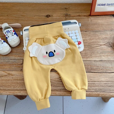 Χαριτωμένο βρεφικό παντελόνι 0-2 ετών Νεογέννητο αγόρι κοριτσάκι Ψηλόμεσο καρτούν αρκουδάκι Βαμβακερό παντελόνι Φαρδύ PP στο κάτω μέρος Φθινοπωρινά ρούχα