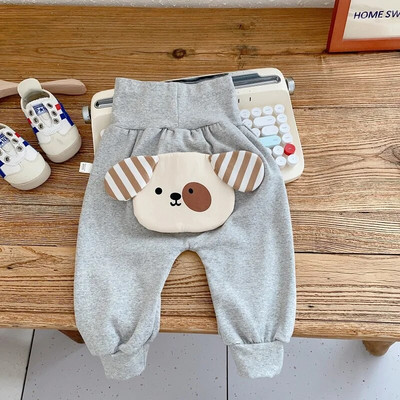 Χαριτωμένο βρεφικό παντελόνι 0-2 ετών Νεογέννητο αγόρι κοριτσάκι Ψηλόμεσο καρτούν αρκουδάκι Βαμβακερό παντελόνι Φαρδύ PP στο κάτω μέρος Φθινοπωρινά ρούχα