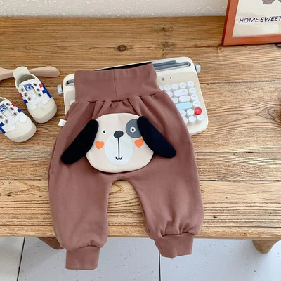 Χαριτωμένο βρεφικό παντελόνι 0-2 ετών Νεογέννητο αγόρι κοριτσάκι Ψηλόμεσο καρτούν αρκουδάκι Βαμβακερό παντελόνι Φαρδύ PP στο κάτω μέρος Φθινοπωρινά ρούχα
