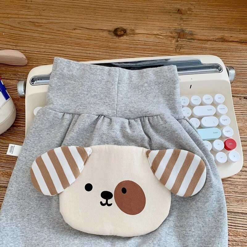 Χαριτωμένο βρεφικό παντελόνι 0-2 ετών Νεογέννητο αγόρι κοριτσάκι Ψηλόμεσο καρτούν αρκουδάκι Βαμβακερό παντελόνι Φαρδύ PP στο κάτω μέρος Φθινοπωρινά ρούχα