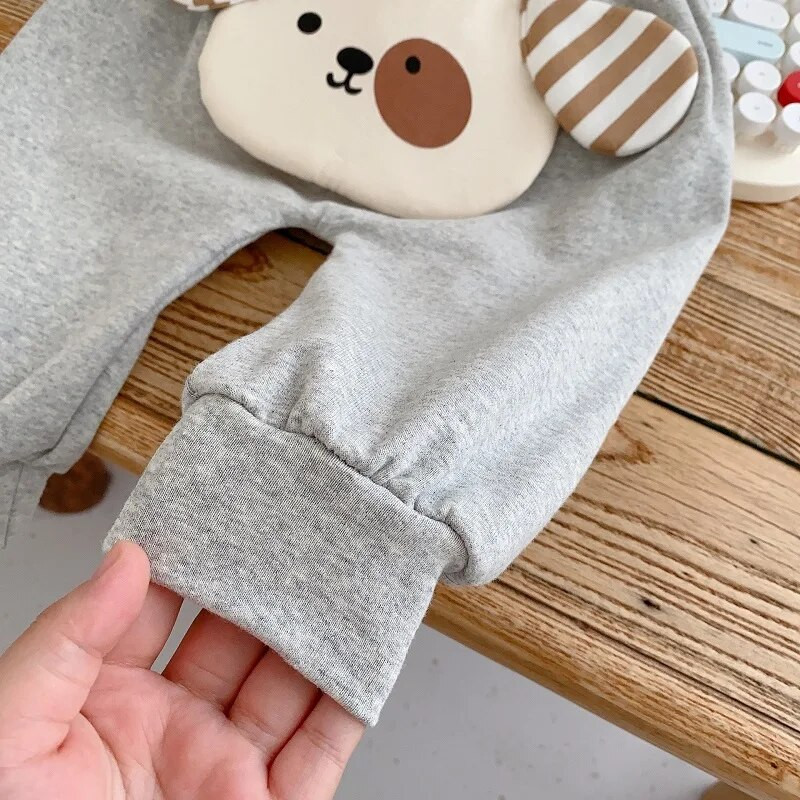 Χαριτωμένο βρεφικό παντελόνι 0-2 ετών Νεογέννητο αγόρι κοριτσάκι Ψηλόμεσο καρτούν αρκουδάκι Βαμβακερό παντελόνι Φαρδύ PP στο κάτω μέρος Φθινοπωρινά ρούχα