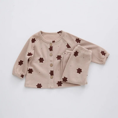 0-3T New Born Βρεφικά Ρούχα Κοριτσιού Αγόρι Ρούχα Μακρυμάνικα στάμπα πάνω παντελόνι Βαμβακερές πιτζάμες Σετ χαριτωμένα σπίτια ρούχα μωρά