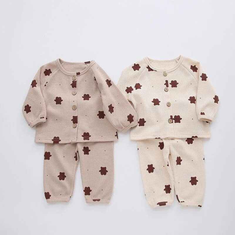 0-3T New Born Βρεφικά Ρούχα Κοριτσιού Αγόρι Ρούχα Μακρυμάνικα στάμπα πάνω παντελόνι Βαμβακερές πιτζάμες Σετ χαριτωμένα σπίτια ρούχα μωρά