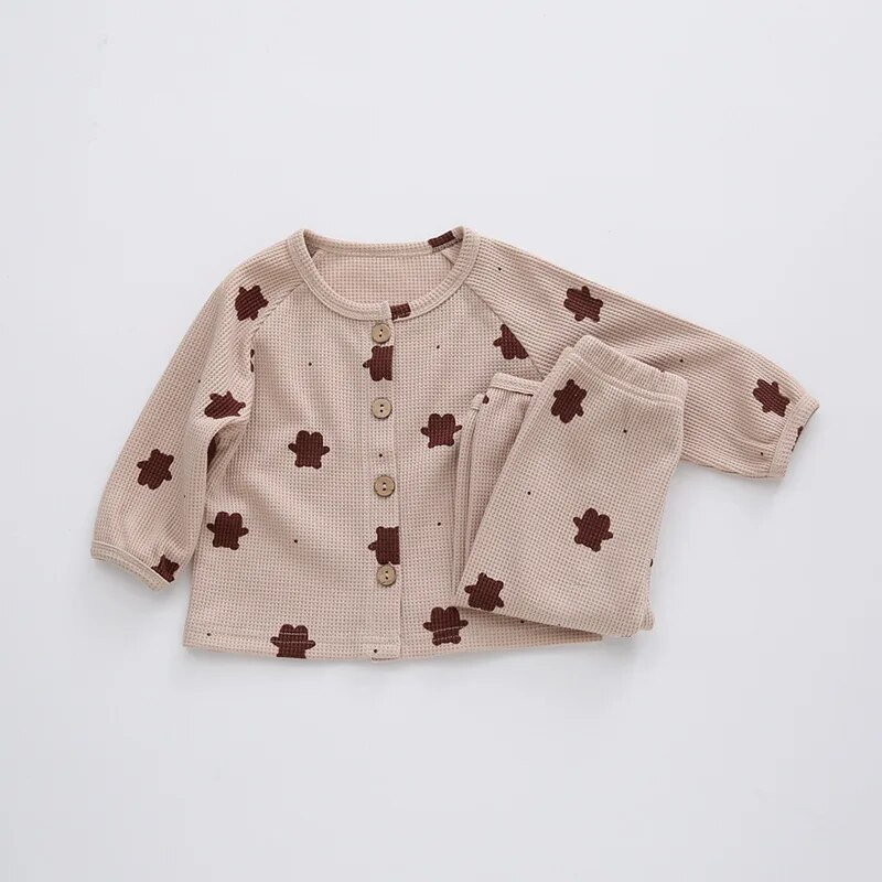 0-3T New Born Βρεφικά Ρούχα Κοριτσιού Αγόρι Ρούχα Μακρυμάνικα στάμπα πάνω παντελόνι Βαμβακερές πιτζάμες Σετ χαριτωμένα σπίτια ρούχα μωρά