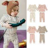 6-36M nou-născut copil fete set haine bumbac mânecă lungă imprimeu top tricou costum pantaloni drăguț dulce sugari 2 buc set ținute