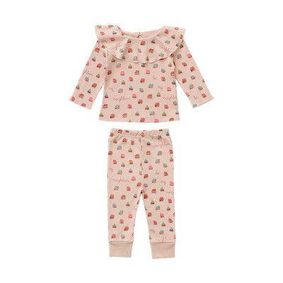 6-36M nou-născut copil fete set haine bumbac mânecă lungă imprimeu top tricou costum pantaloni drăguț dulce sugari 2 buc set ținute