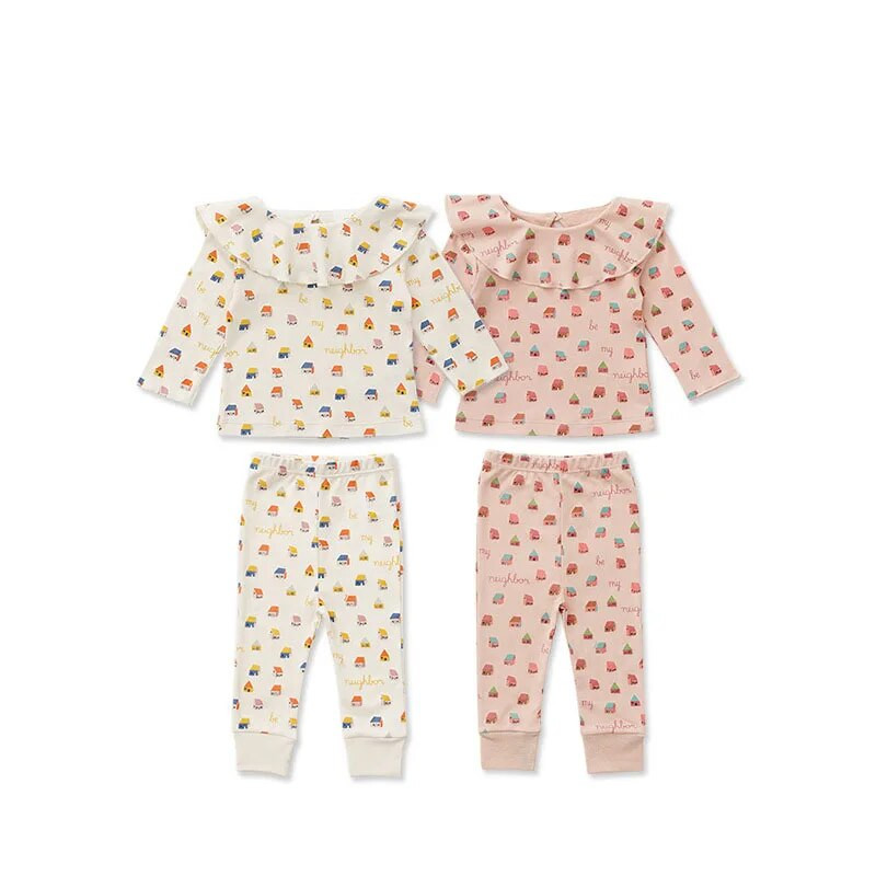 6-36M újszülött gyerek baba lányok ruha szett Pamut hosszú ujjú Print Top póló Nadrág öltöny Cute Sweet Infant 2 db Outfit szett