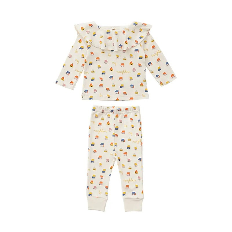 6-36M újszülött gyerek baba lányok ruha szett Pamut hosszú ujjú Print Top póló Nadrág öltöny Cute Sweet Infant 2 db Outfit szett