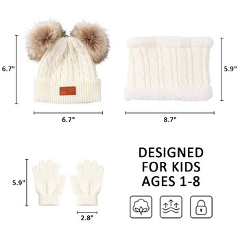 Χειμωνιάτικο Νέο Ζεστό Σετ για Αγόρια Κορίτσια Φθινοπωρινά Μόδα Καπέλο Γάντια Κασκόλ Υπέροχα αξεσουάρ για 1-8 χρονών