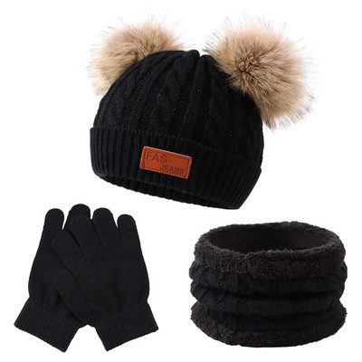 Iarna Nou Set calduros pentru baieti fete moda toamna palarie manusi esarfa accesorii minunate potrivite pentru 1-8 ani