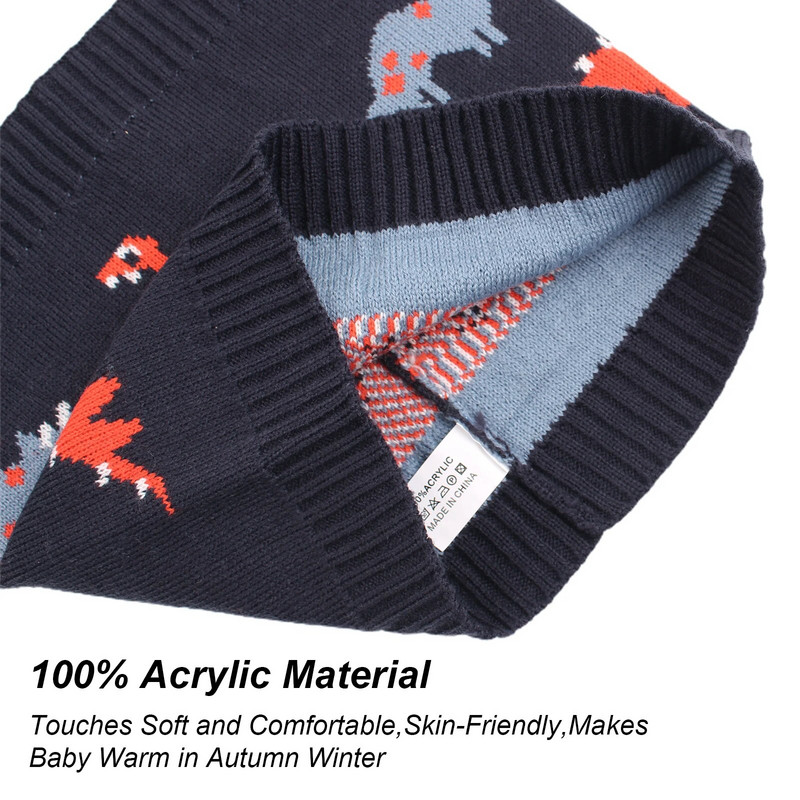 2 tk dinosauruse kootud müts sõrmus sall komplektid lapsed nokamütsid lapsed tüdrukud poisid elastsed sügistalv pehme sooja hoidev müts