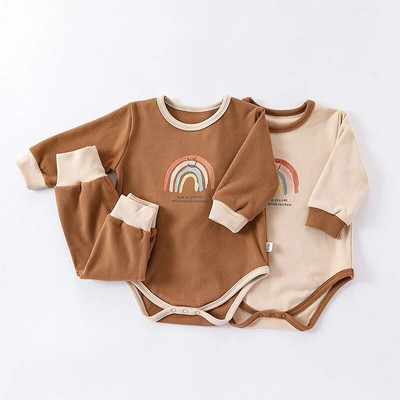 0-24M újszülött gyerek kisfiú lány ruhakészlet őszi téli hosszú ujjú nadrágkosztüm, kétrészes szett New Born 2db meleg ruha