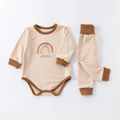 0-24M Nou-Născut Copil Bebeluş Băiat Fată Set de haine Toamnă Iarnă Mâneci Lungi Salopetă Costum Pantalon Set Două Piese Nou Născut 2buc Ţinută Căldură