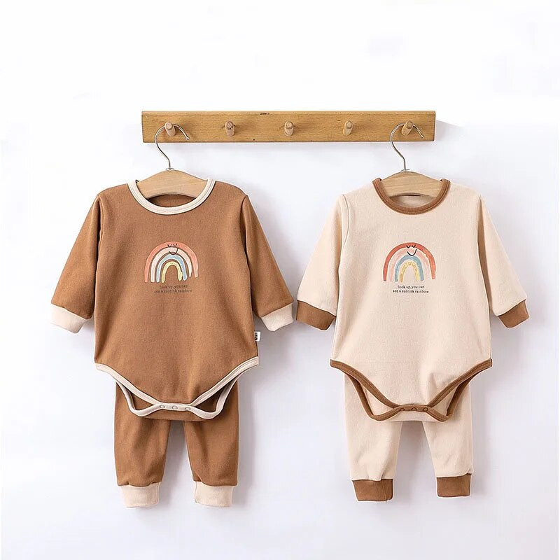 0-24M Nou-Născut Copil Bebeluş Băiat Fată Set de haine Toamnă Iarnă Mâneci Lungi Salopetă Costum Pantalon Set Două Piese Nou Născut 2buc Ţinută Căldură