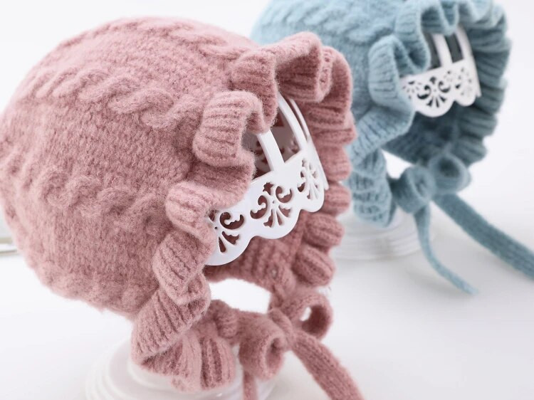 2020 Χειμώνας ζεστό καπέλο για κοριτσάκι Princess 0-3T Καπέλο για νήπιο μαλακό πλέξιμο Χαριτωμένο ρυθμιζόμενο κορδόνι Πιο ζεστό παιδικό καπέλο με χιόνι φορώντας αυτί