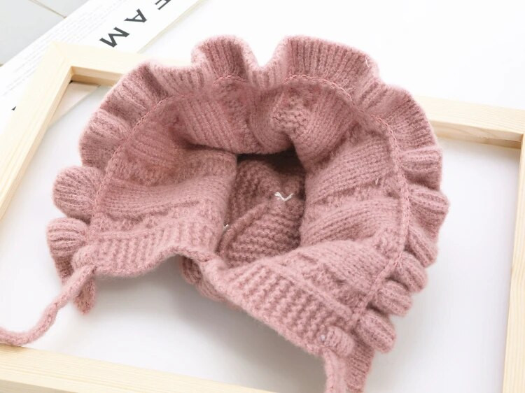 2020 Χειμώνας ζεστό καπέλο για κοριτσάκι Princess 0-3T Καπέλο για νήπιο μαλακό πλέξιμο Χαριτωμένο ρυθμιζόμενο κορδόνι Πιο ζεστό παιδικό καπέλο με χιόνι φορώντας αυτί