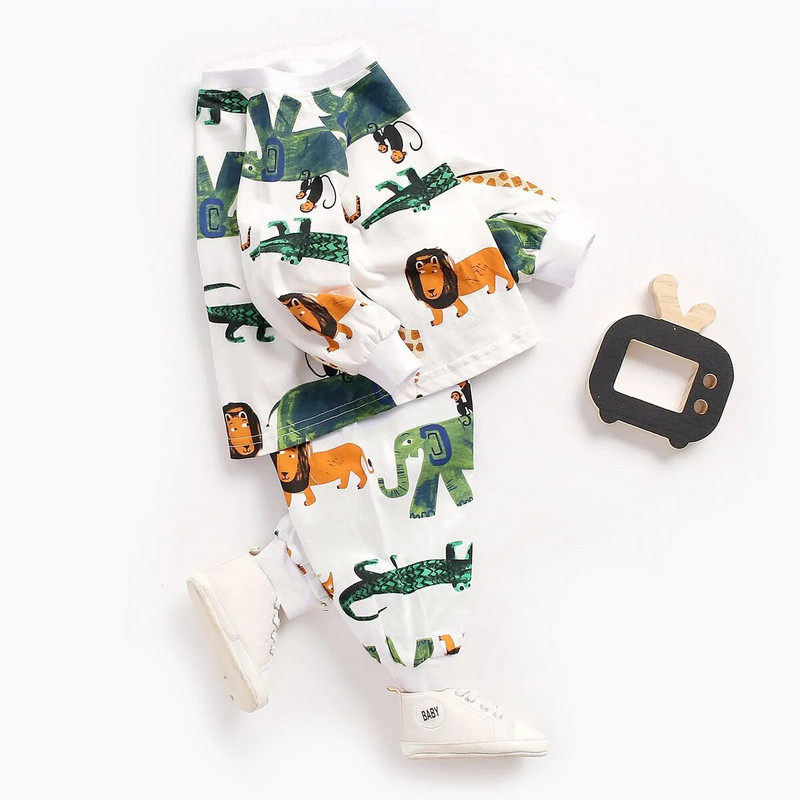 Set haine pentru bebeluși 0-4T 2 buc. Nou-născut Copil Bebeluș Băiat Fată Haine Toamnă Iarnă Tinuta cu mâneci lungi Top costum pantalon bumbac Set două piese