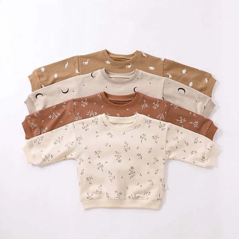 6-36M Newborn Kid Baby Boys Tüdrukute rõivakomplekt Pikkade varrukatega Pullover Top pükskostüüm Puuvillane Print Outfit Imiku 2tk Pusa komplekt