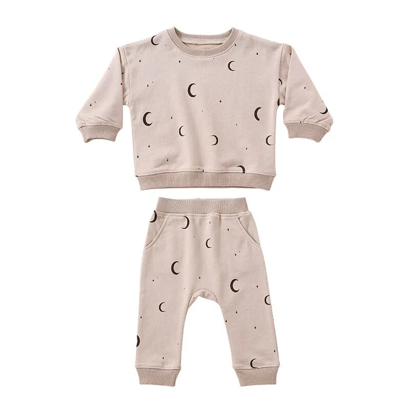 6-36M Newborn Kid Baby Boys Tüdrukute rõivakomplekt Pikkade varrukatega Pullover Top pükskostüüm Puuvillane Print Outfit Imiku 2tk Pusa komplekt