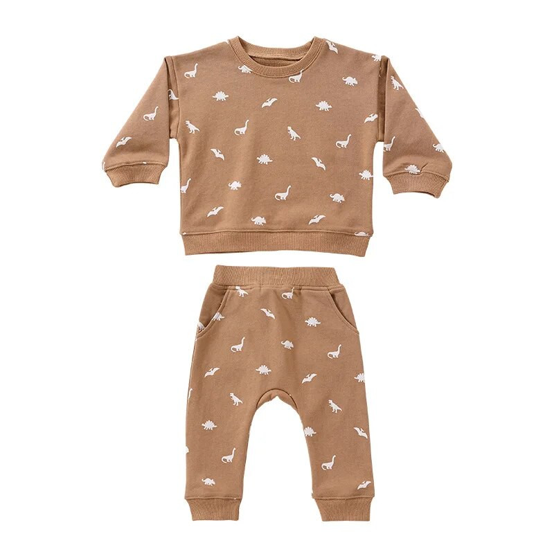 6-36M Newborn Kid Baby Boys Tüdrukute rõivakomplekt Pikkade varrukatega Pullover Top pükskostüüm Puuvillane Print Outfit Imiku 2tk Pusa komplekt