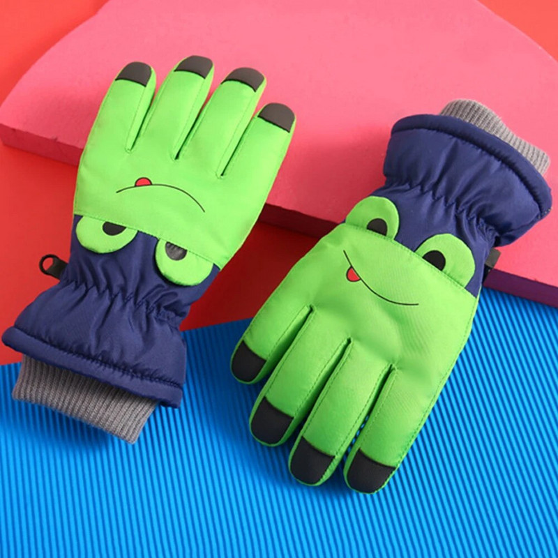 Lastele talvised veekindlad lumekindad ühevärvilised multifilmikaru soojusisolatsiooniga tuulekindlad spordisuusakindad soojad labakindad 3-6 aastat