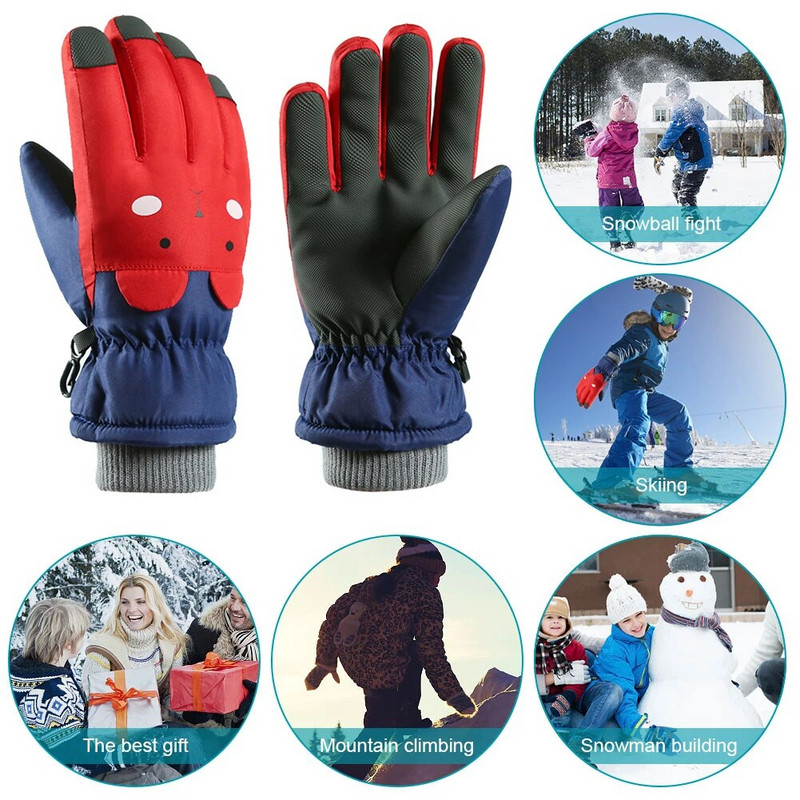 Lastele talvised veekindlad lumekindad ühevärvilised multifilmikaru soojusisolatsiooniga tuulekindlad spordisuusakindad soojad labakindad 3-6 aastat