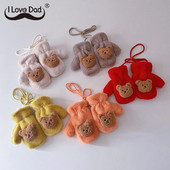 2-5 Y Cartoon Bear Παιδικά Γάντια Χειμερινά Παχύ Ζεστό μωρό Κοριτσάκι με βελούδινο γάντι με βελούδινο λαιμό νήπιο Παιδικά γάντια Handschoen