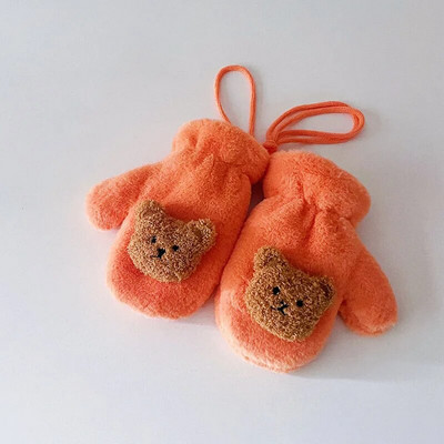 2-5 Y Cartoon Bear Παιδικά Γάντια Χειμερινά Παχύ Ζεστό μωρό Κοριτσάκι με βελούδινο γάντι με βελούδινο λαιμό νήπιο Παιδικά γάντια Handschoen