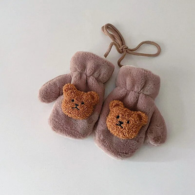 2-5 Y Cartoon Bear Παιδικά Γάντια Χειμερινά Παχύ Ζεστό μωρό Κοριτσάκι με βελούδινο γάντι με βελούδινο λαιμό νήπιο Παιδικά γάντια Handschoen