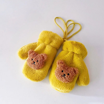 2-5 Y Cartoon Bear Παιδικά Γάντια Χειμερινά Παχύ Ζεστό μωρό Κοριτσάκι με βελούδινο γάντι με βελούδινο λαιμό νήπιο Παιδικά γάντια Handschoen