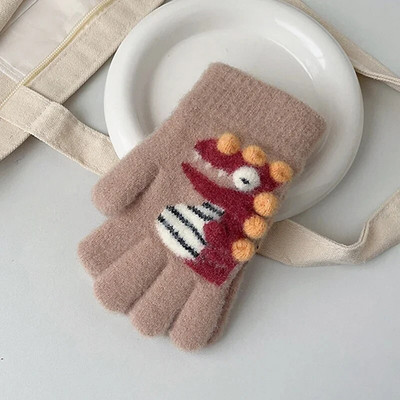 Mănuși calde pentru copii, cu dungi în contrast, cu dinozaur din desene animate, băieți, fete, pentru iarnă, pentru copii, în aer liber, pentru prevenirea frigului, mănuși de ciclism