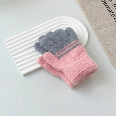 Mănuși calde pentru copii, cu dungi în contrast, cu dinozaur din desene animate, băieți, fete, pentru iarnă, pentru copii, în aer liber, pentru prevenirea frigului, mănuși de ciclism