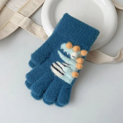 Mănuși calde pentru copii, cu dungi în contrast, cu dinozaur din desene animate, băieți, fete, pentru iarnă, pentru copii, în aer liber, pentru prevenirea frigului, mănuși de ciclism