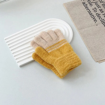 Mănuși calde pentru copii, cu dungi în contrast, cu dinozaur din desene animate, băieți, fete, pentru iarnă, pentru copii, în aer liber, pentru prevenirea frigului, mănuși de ciclism