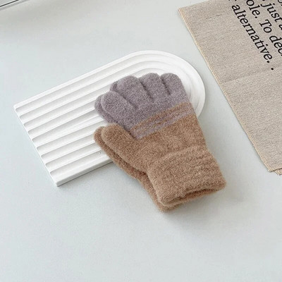 Mănuși calde pentru copii, cu dungi în contrast, cu dinozaur din desene animate, băieți, fete, pentru iarnă, pentru copii, în aer liber, pentru prevenirea frigului, mănuși de ciclism