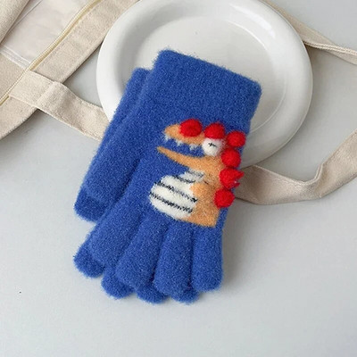 Mănuși calde pentru copii, cu dungi în contrast, cu dinozaur din desene animate, băieți, fete, pentru iarnă, pentru copii, în aer liber, pentru prevenirea frigului, mănuși de ciclism