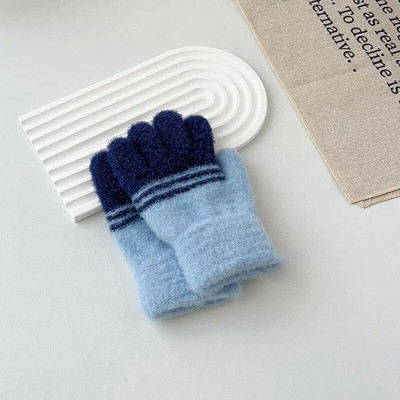 Mănuși calde pentru copii, cu dungi în contrast, cu dinozaur din desene animate, băieți, fete, pentru iarnă, pentru copii, în aer liber, pentru prevenirea frigului, mănuși de ciclism