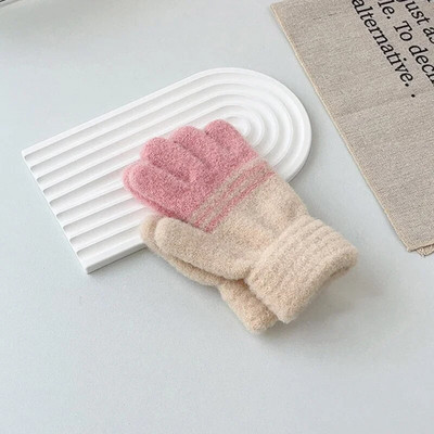 Mănuși calde pentru copii, cu dungi în contrast, cu dinozaur din desene animate, băieți, fete, pentru iarnă, pentru copii, în aer liber, pentru prevenirea frigului, mănuși de ciclism