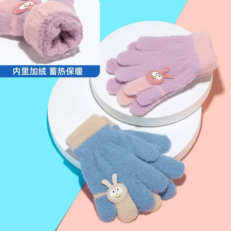 Χαριτωμένα κινούμενα σχέδια Κουνέλι Χειμερινά ζεστά μωρουδιακά γάντια για παιδιά Γάντια πλεκτά αγόρια κορίτσια Παιδικά γάντια με πλήρες δάχτυλο Варежки Детские