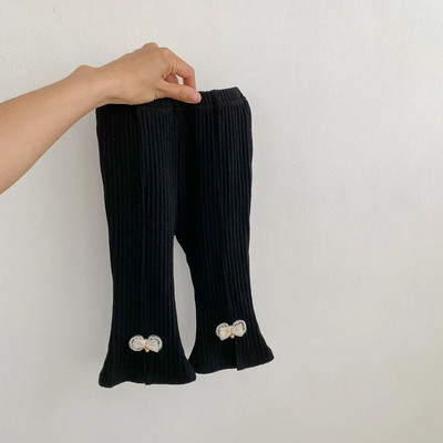 2023. aasta uus lastele mõeldud väikelastele, tüdrukutele, ühevärvilised kõrge vöökohaga elastsed püksid, kikilips Laste vabaaja välisrõivad