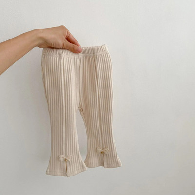 2023. aasta uus lastele mõeldud väikelastele, tüdrukutele, ühevärvilised kõrge vöökohaga elastsed püksid, kikilips Laste vabaaja välisrõivad