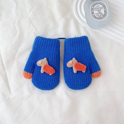 Desene animată drăguță fată pentru bebeluși mănuși tricotate iarnă calde pentru copii mănuși dublu strat îngroșate pentru copii, rezistente la vânt, cu funie de agățat