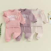 Citgeett Toamna Toamna Copii Bebeluși Fete Ținute Litere Imprimat Hanorac cu mânecă lungă Pantaloni cu talie elastică Haine de toamnă